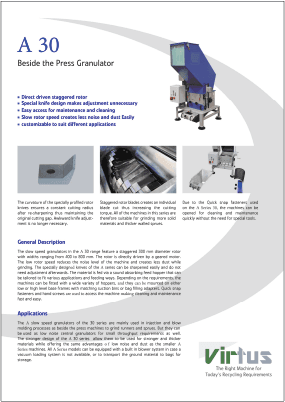 virtus equipment a30 granulator brochure
