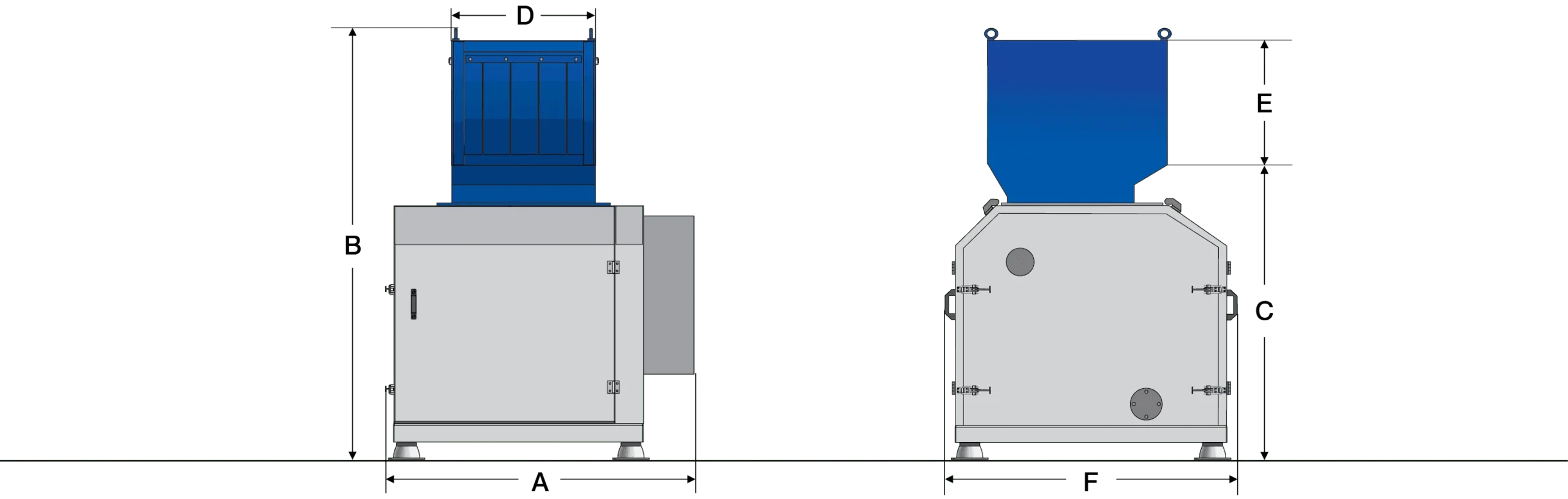 C Series - Tangential Soundproof Granulators dimensions