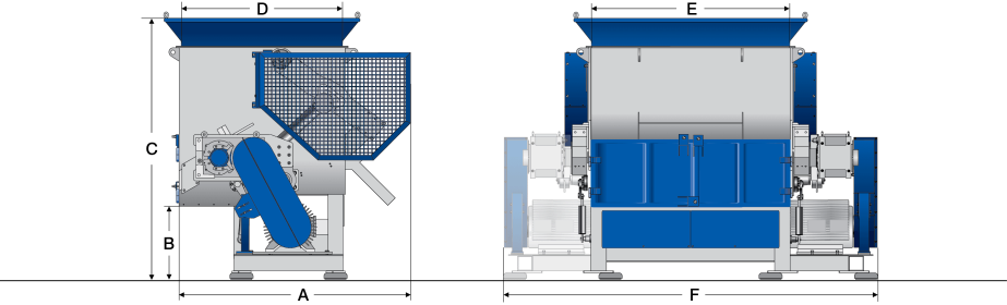 Single Shaft Industrial Shredder dimensions