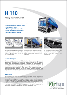 virtus equipment h110 granulator brochure
