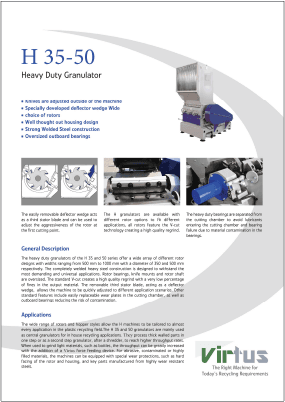 virtus equipment h3550 granulator brochure