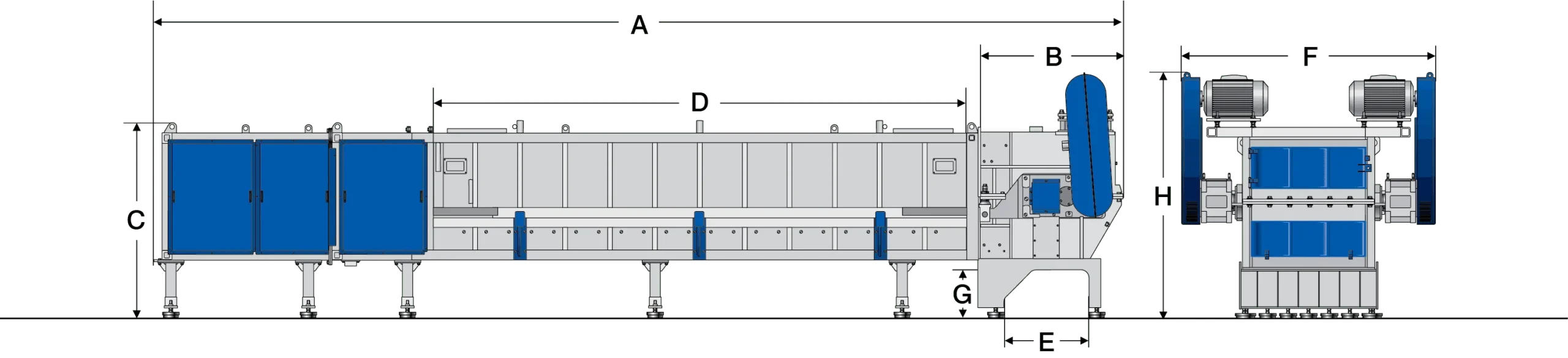 P Series - Industrial Plastic Pipe & Profile Shredders dimensions