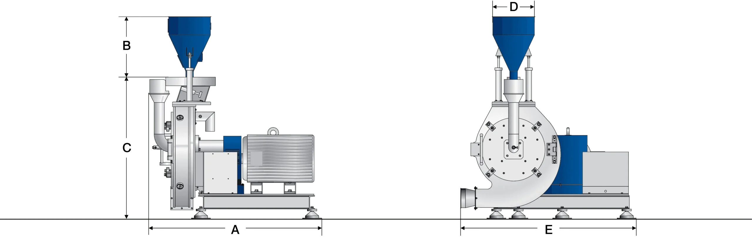 PM Series - PVC Pulverizer Granulators dimensions