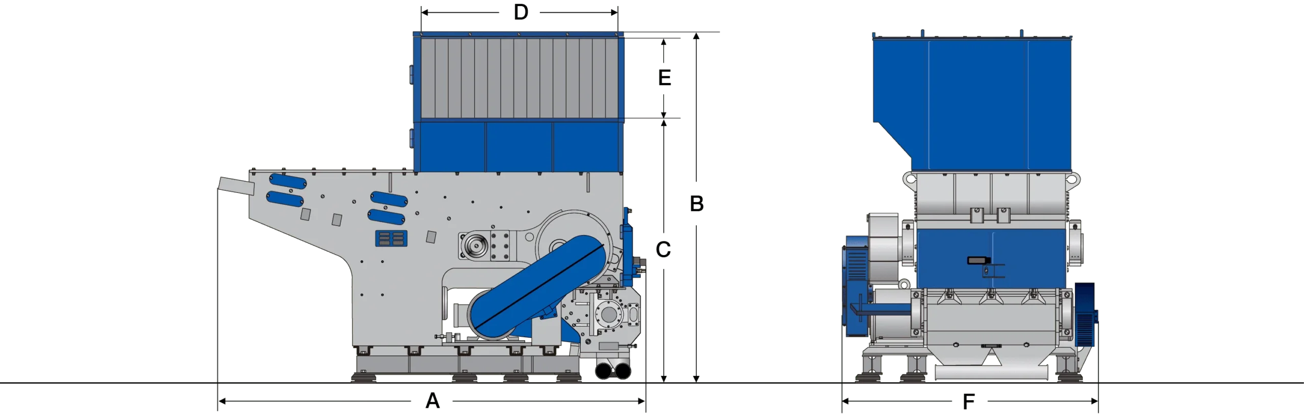 SG Series - Shredder Granulator Combination dimensions