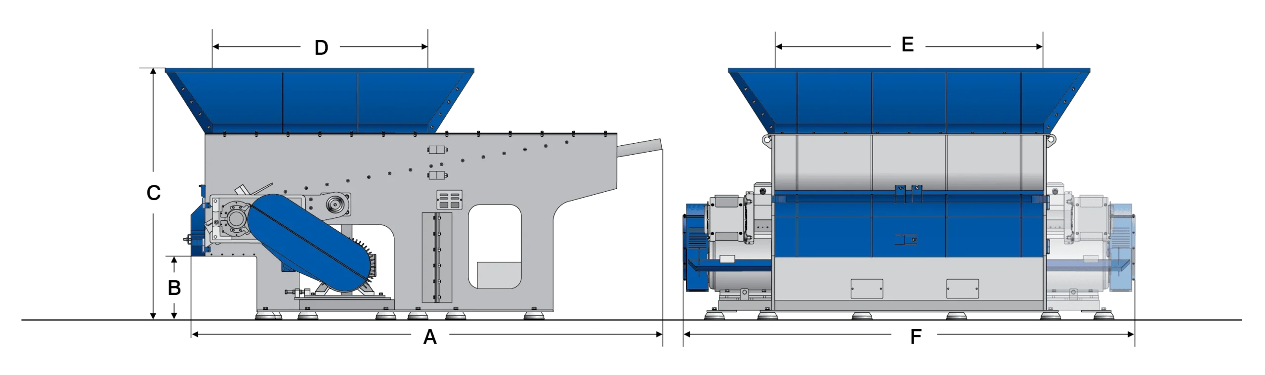 VHS Series - Industrial Horizontal Shredders dimensions